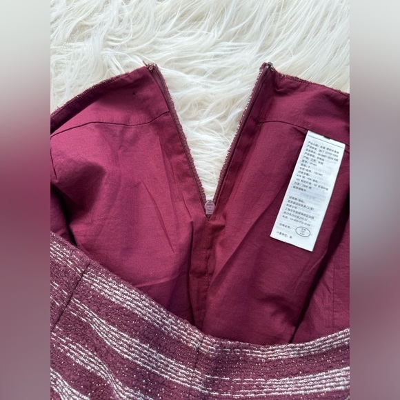 Y2K Abercrombie Fitch Tweed Mini Skirt Womens‎ Size 4 Burgundy Gold Trim - Picture 4 of 7